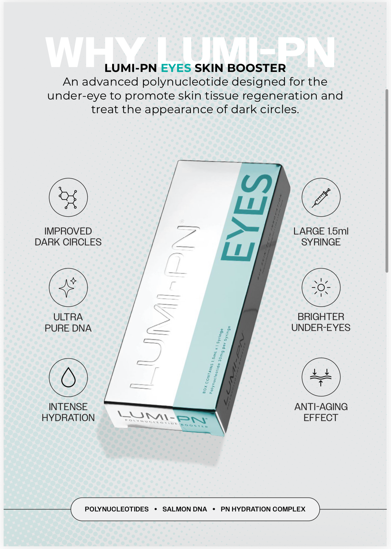 LUMI-PN EYES | 1×1.5ml per pack | Polynucleotide (PDRN) 30mg