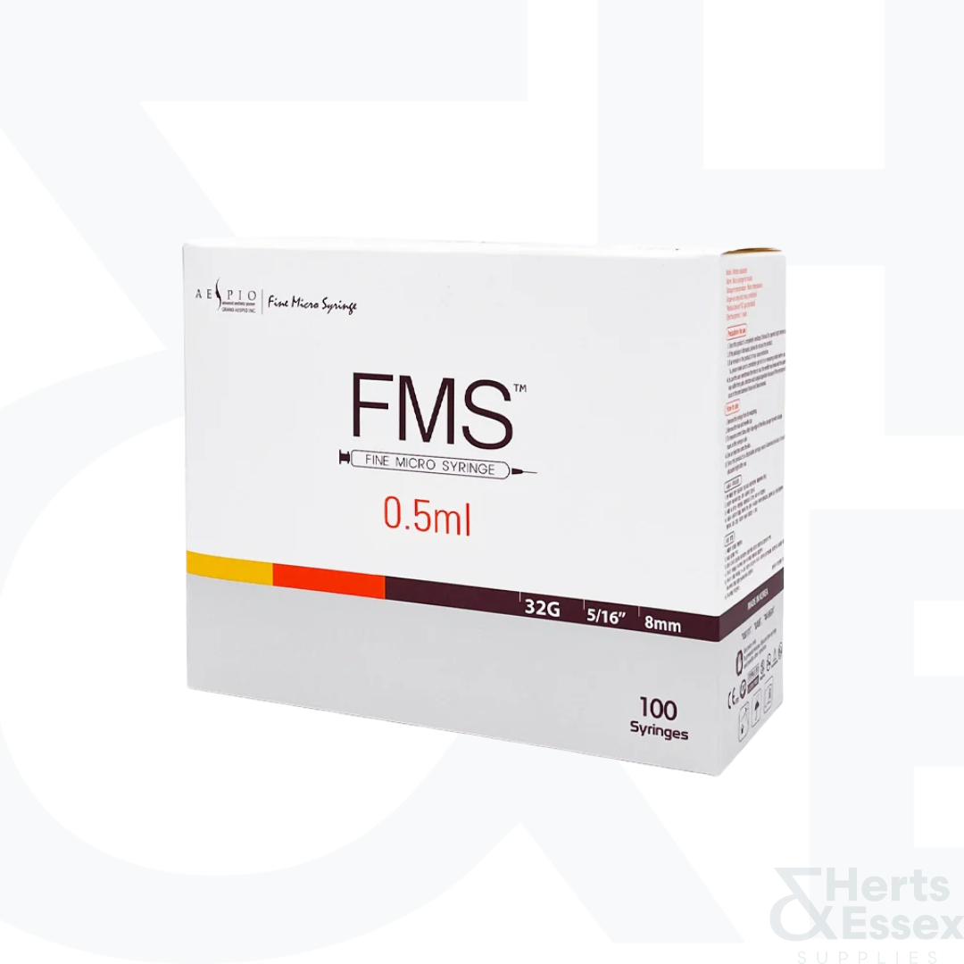 FMS Fine Micro 0.5ml Syringe 8mm (32G) - Box of 100